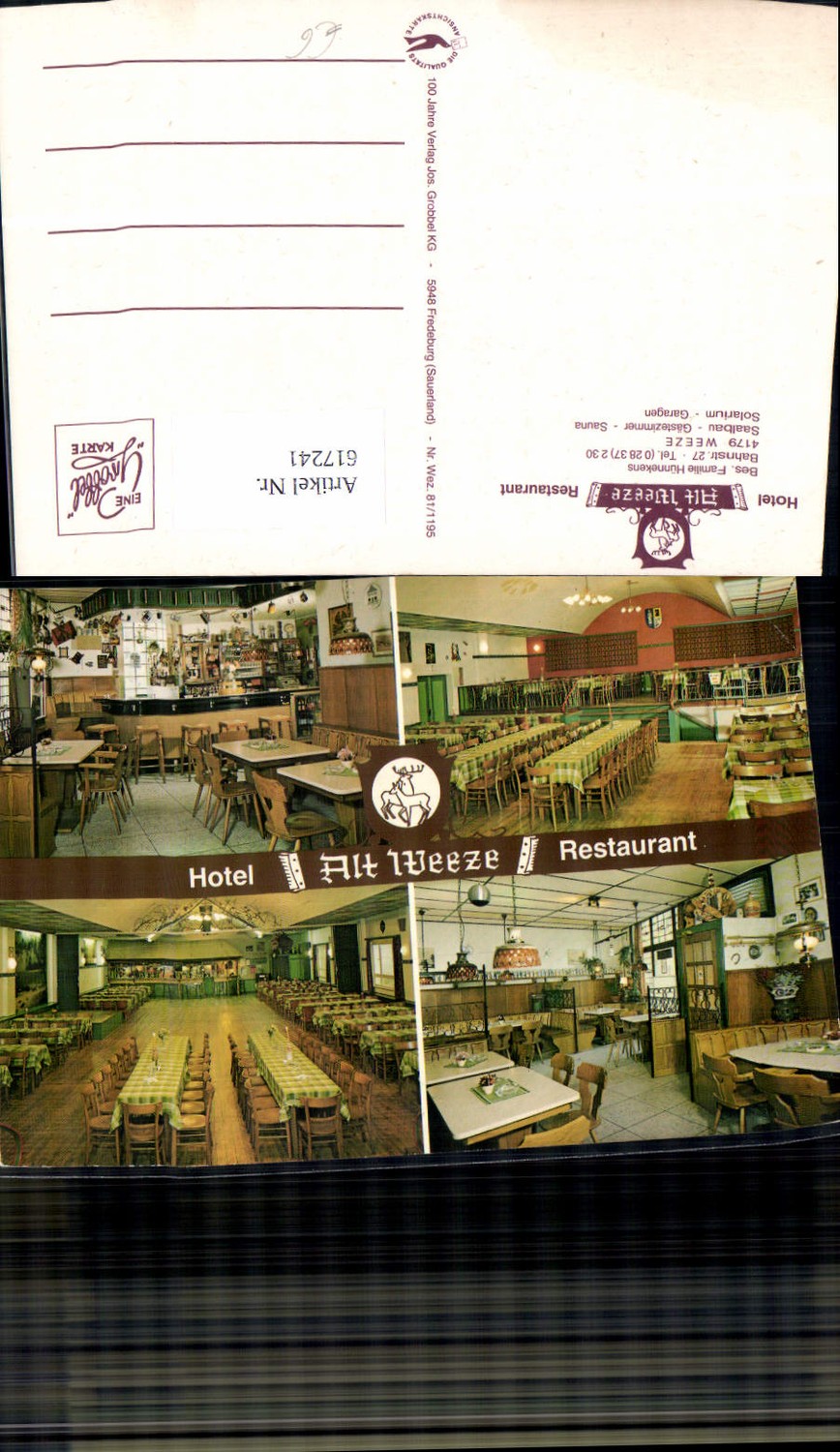 617241,Mehrbild Ak Weeze Hotel Alt Weeze Restaurant