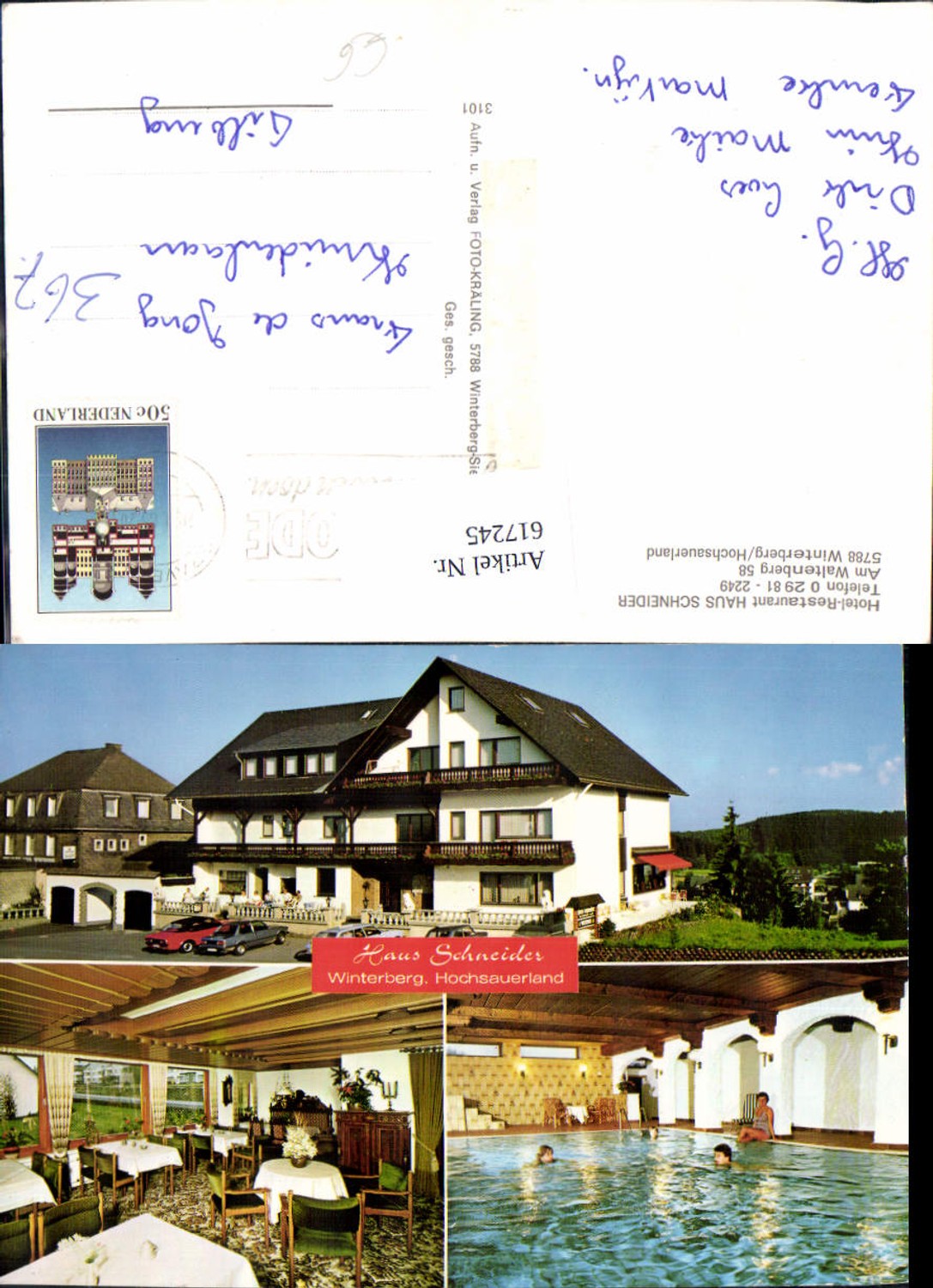 617245,Mehrbild Ak Winterberg Hochsauerland Hotel Restaurant Haus Schneider