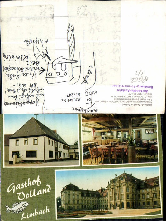 617247, Multi-image postcard Pommersfelden Limbach Gasthof Pension Volland