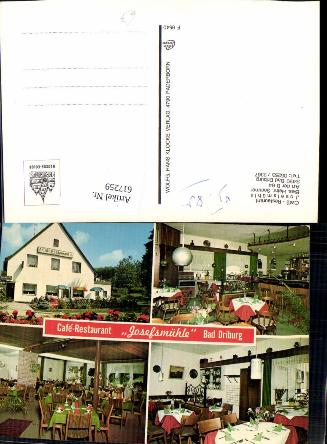 617259,Mehrbild Ak Bad Driburg Cafe Restaurant Josefsmühle