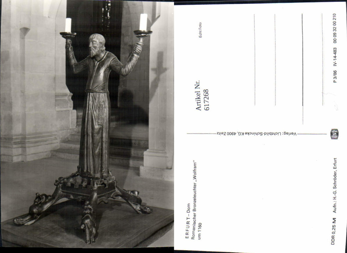 617268, Photo Ak Erfurt Cathedral Romanesque bronze chandelier Wolfram candlestick