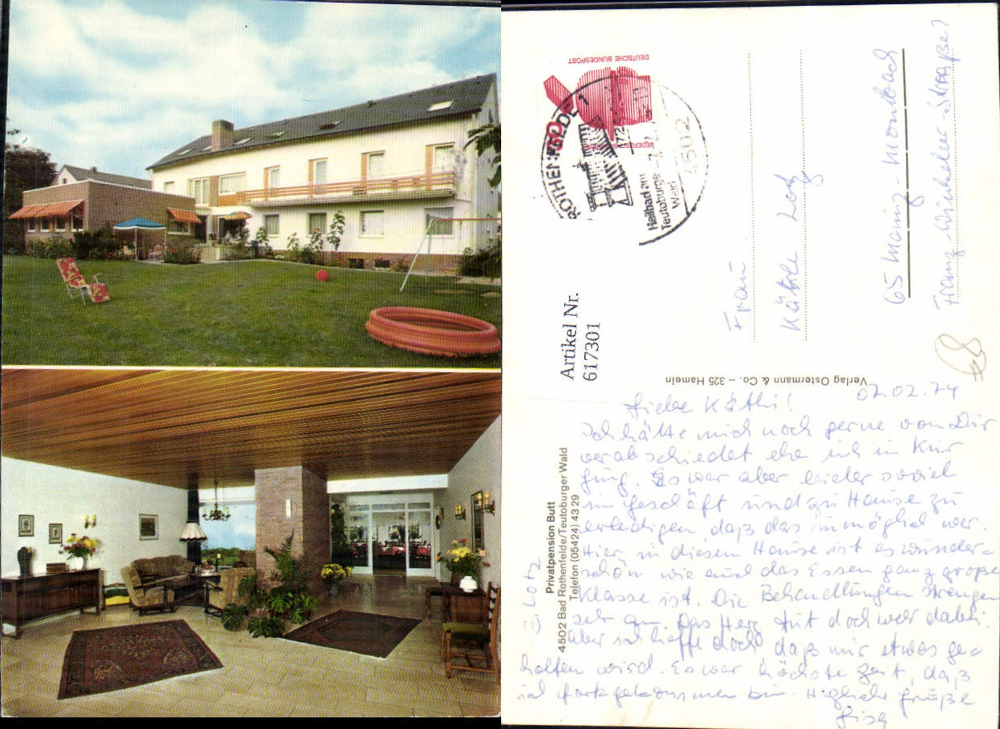 617301,Mehrbild Ak Bad Rothenfelde Teutoburger Wald Privatpension Pension Butt