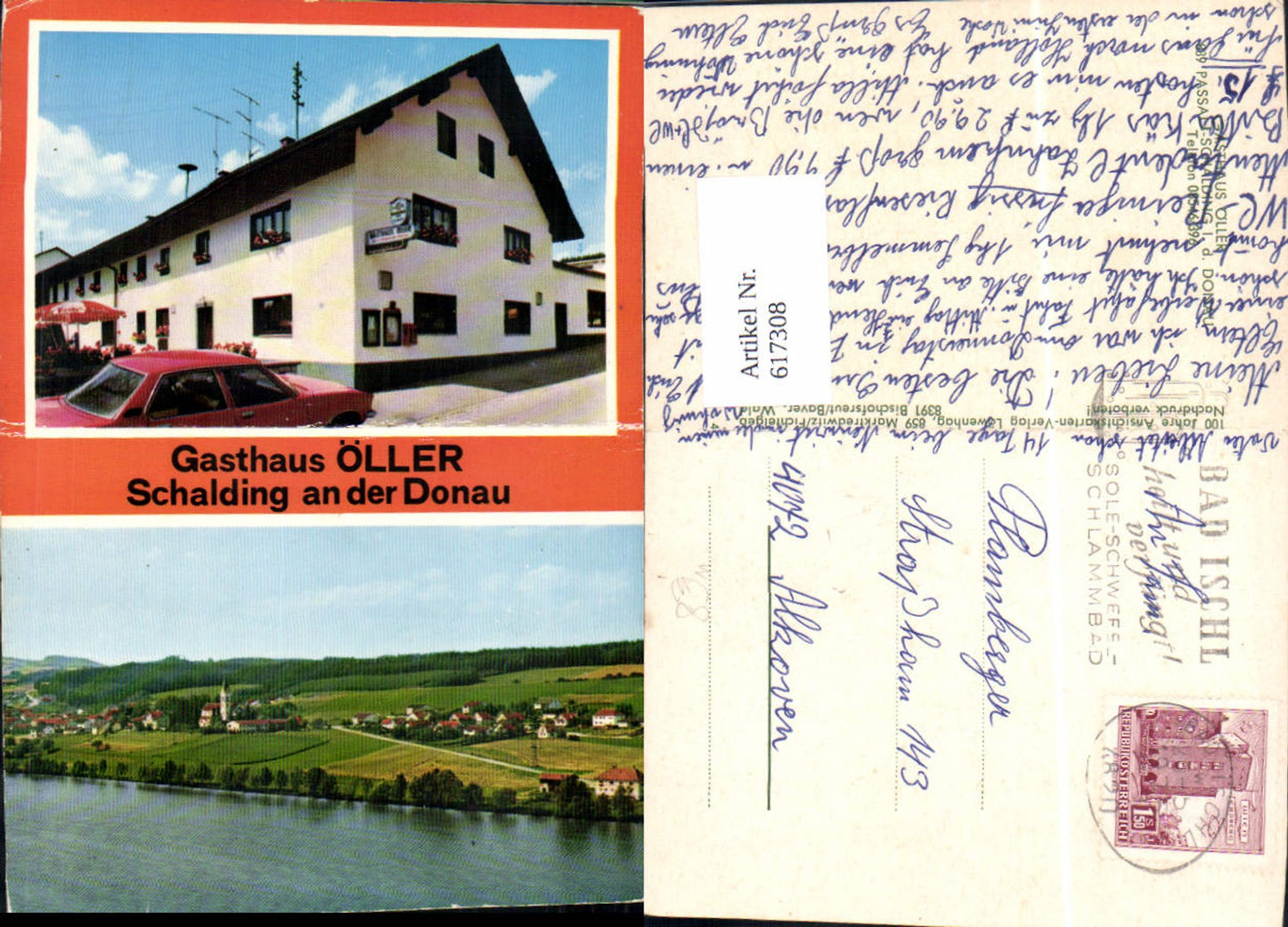 617308,Multi-image postcard Gasthaus Öller Passau Schalding left bank of the Danube