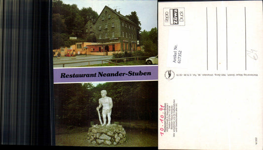 617352,Mehrbild Ak Erkrath Restaurant Neander-Stuben Neandertal Statue
