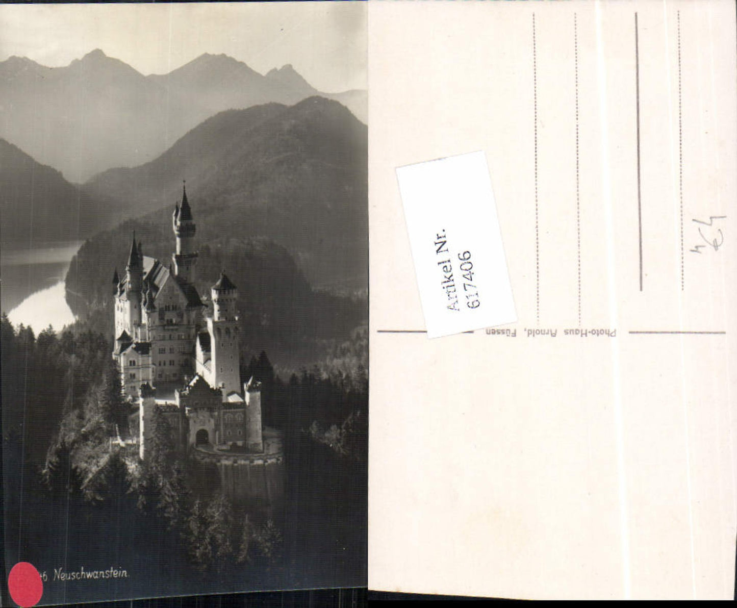 617406,Foto-AK Füssen im Allgäu Schloss Neuschwanstein pub Photo Haus Arnold Füssen