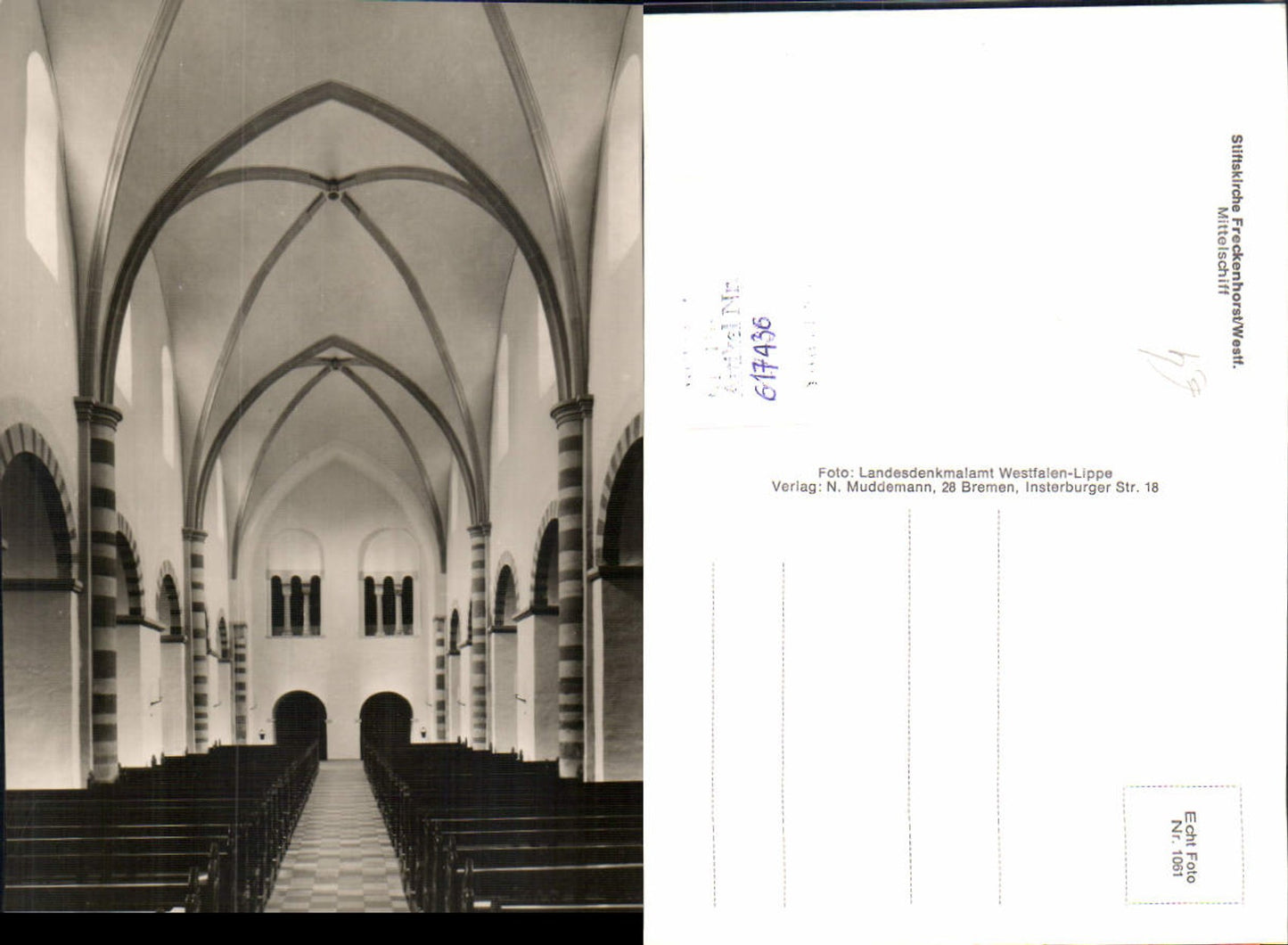 617436,Foto Ak Stiftskirche Freckenhorst Westfalen Mittelschiff Kirche Innen