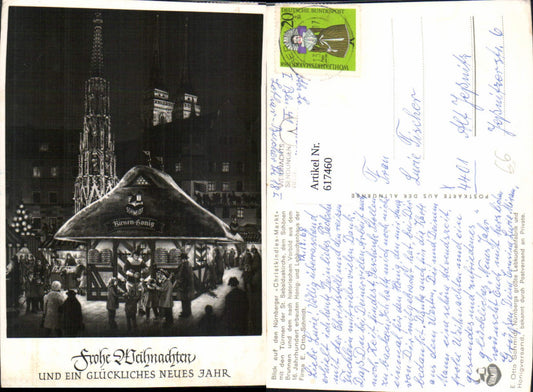 617460,Nürnberg Christkindlmarkt St Sebalduskirche Reklame Honig u. Lebkuchen E. Otto-Schmidt