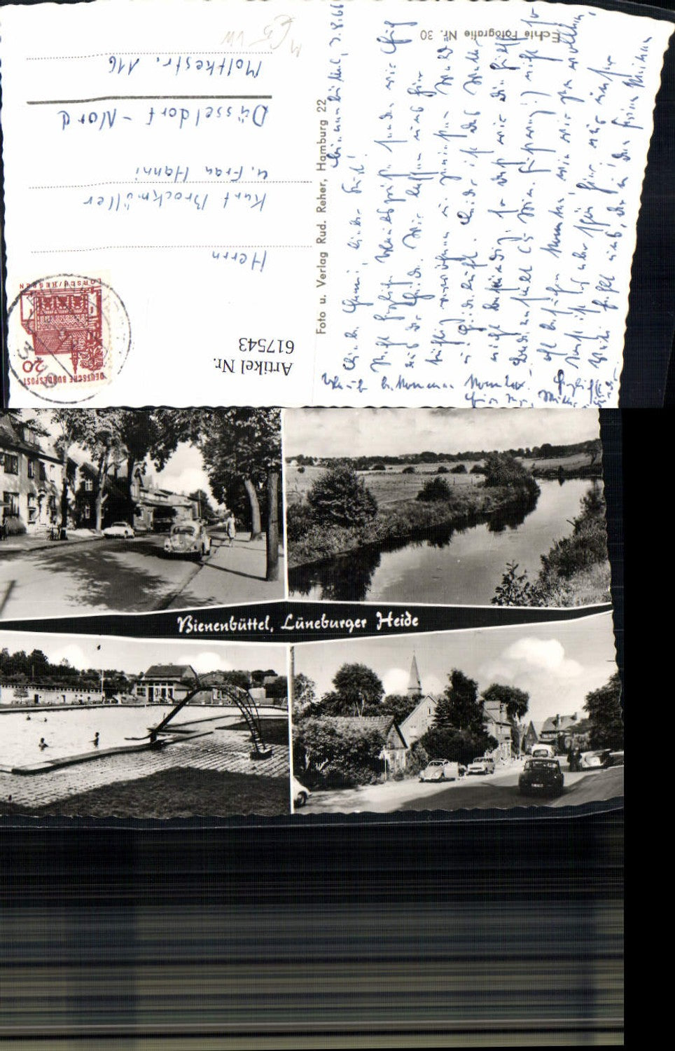 617543,Mehrbild Ak Bienenbüttel Lüneburger Heide VW Käfer Freibad