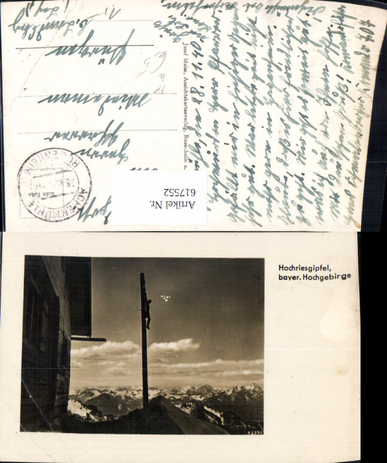 617552,Foto Ak Hochriesgipfel Gipfelkreuz Kreuz Samerberg Hochries Feldpost