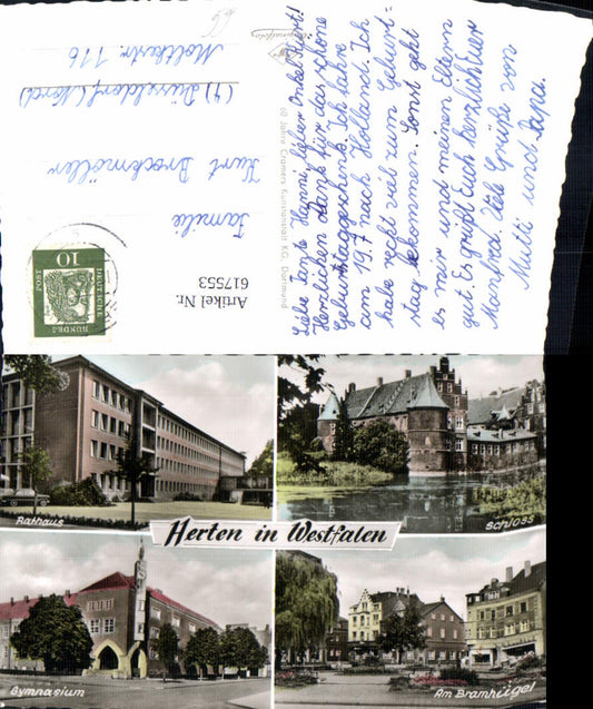 617553,Mehrbild Ak Herten in Westfalen Rathaus Schloss Bramhügel
