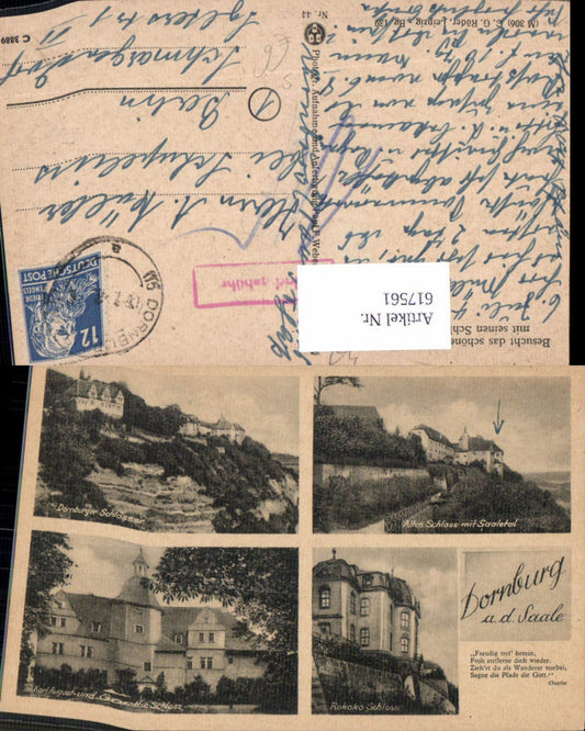 617561, Multi-image postcard Dornburg-Camburg Dornburg on the Saale River, castles, stamp, additional fee