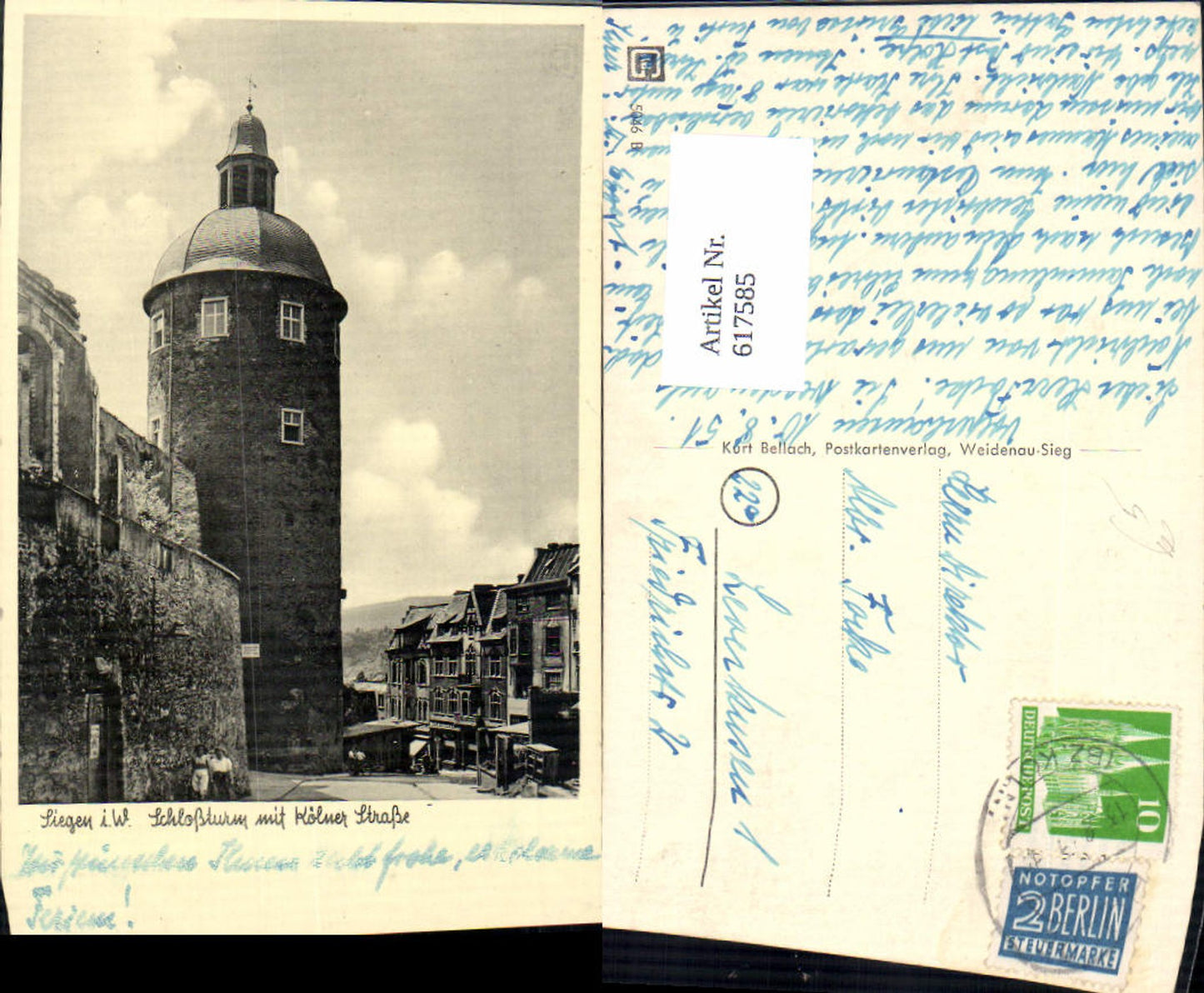 617585,Siegen Westfalen Schloßturm m. Kölner Straße