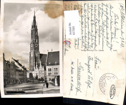 617591,Foto Ak Landshut a. d. Isar Martinskirche Kirche