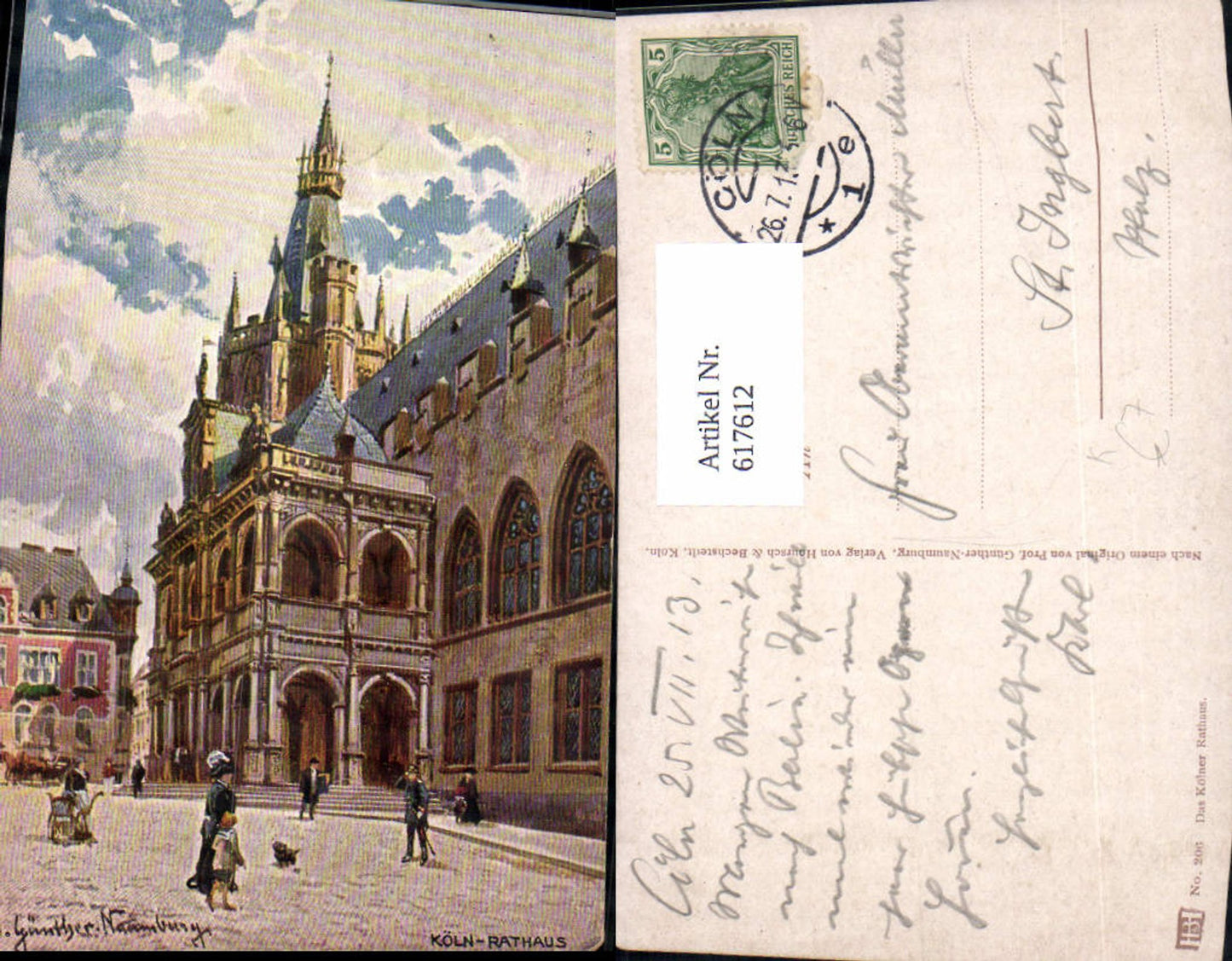 617612,Künstler Ak O. Günther Köln Rathaus