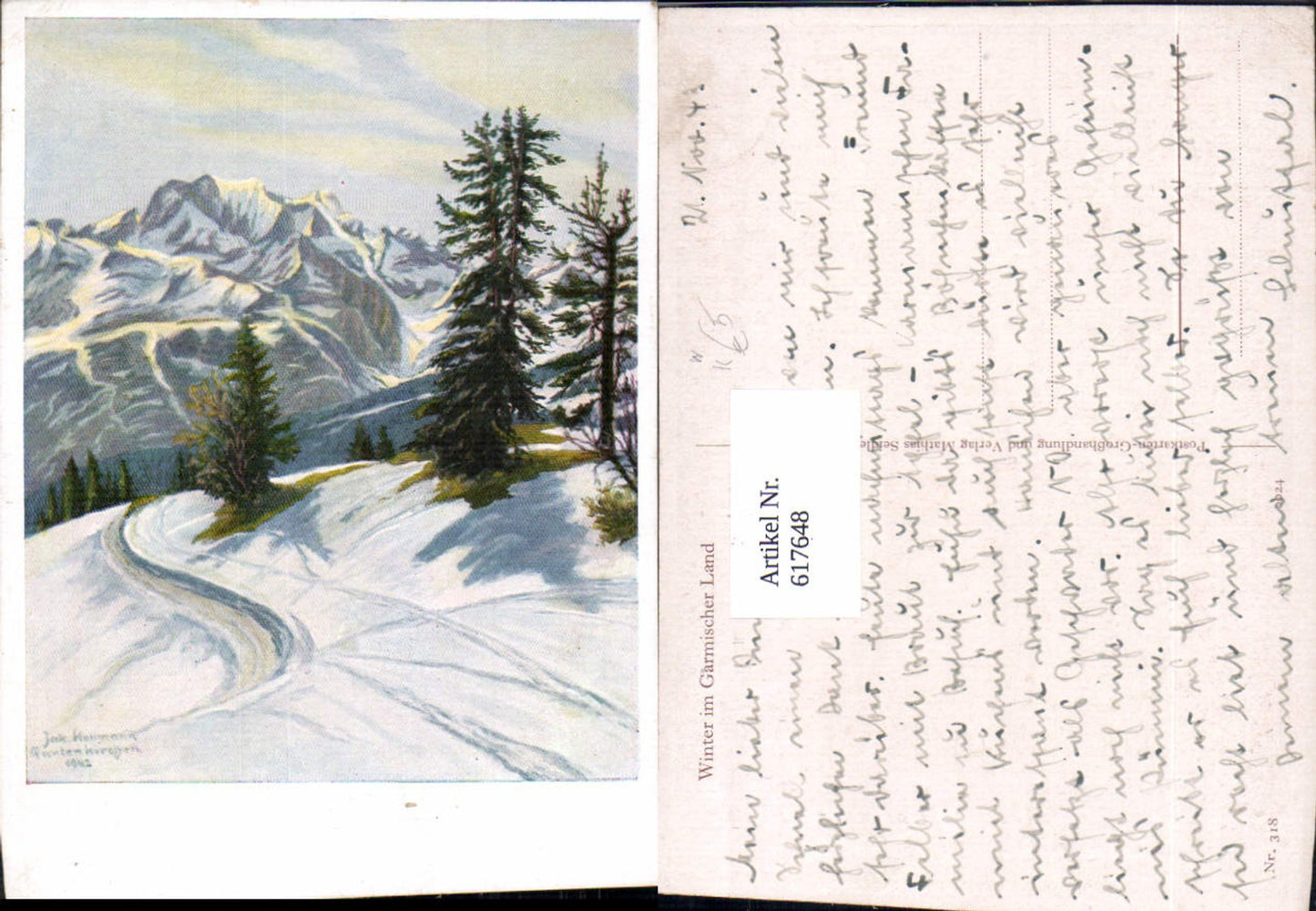 617648, Artist Ak Jak. Kallmann Partenkirchen Winter in the Garmisch region Garmisch-Partenkirchen