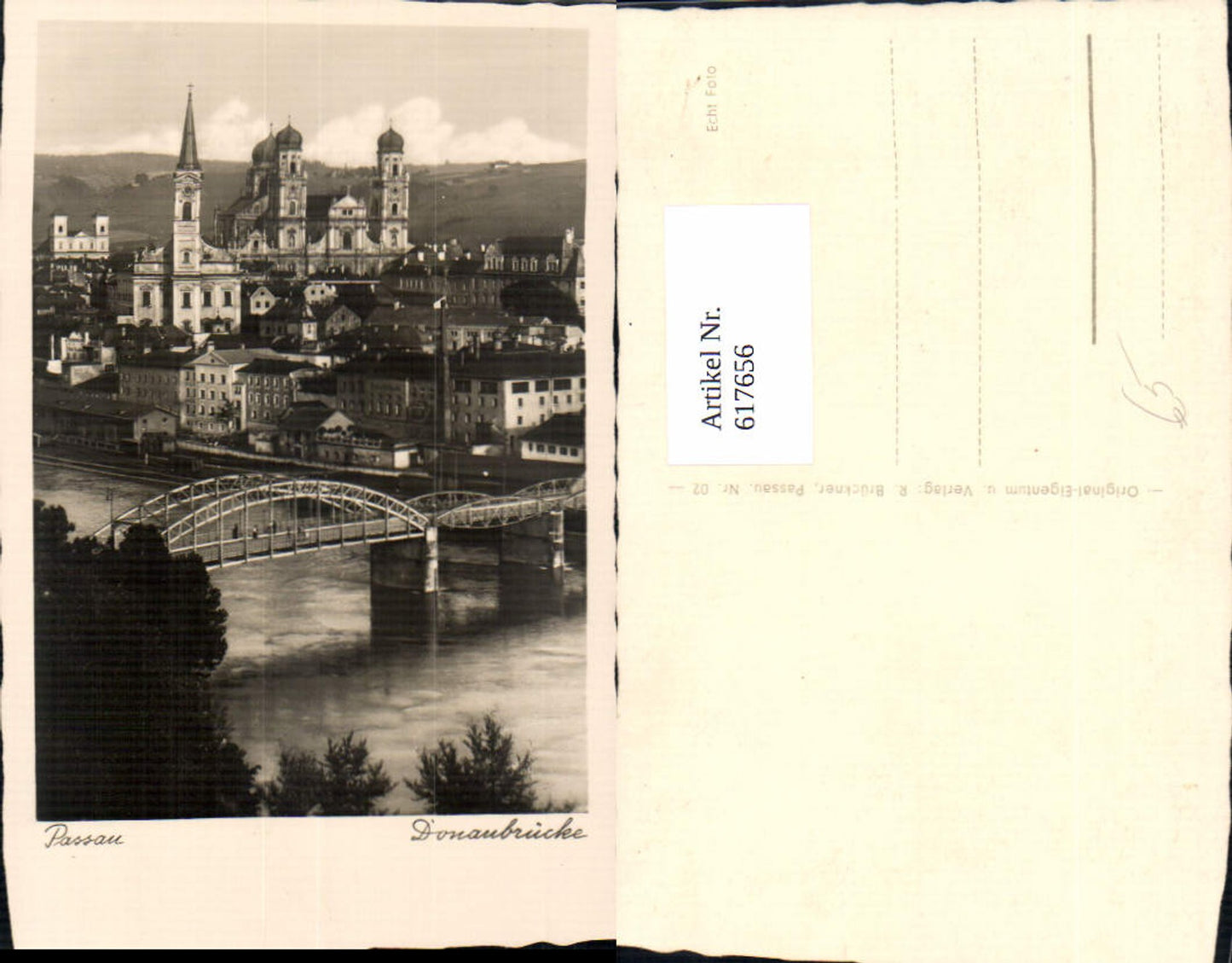 617656, Photo Ak Passau Danube Bridge