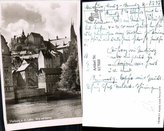 617660,Foto Ak Marburg a. d. Lahn Blick auf Schloss