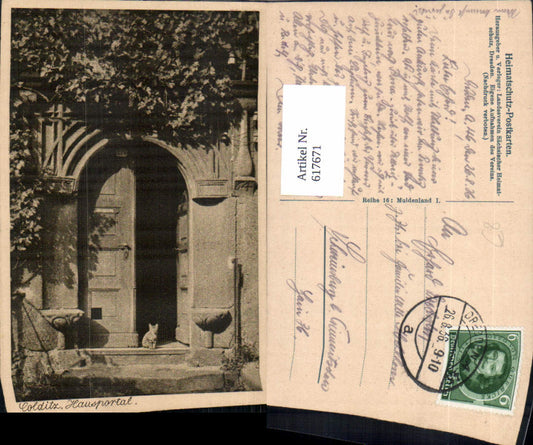 617671,Colditz Hausportal m. Katze