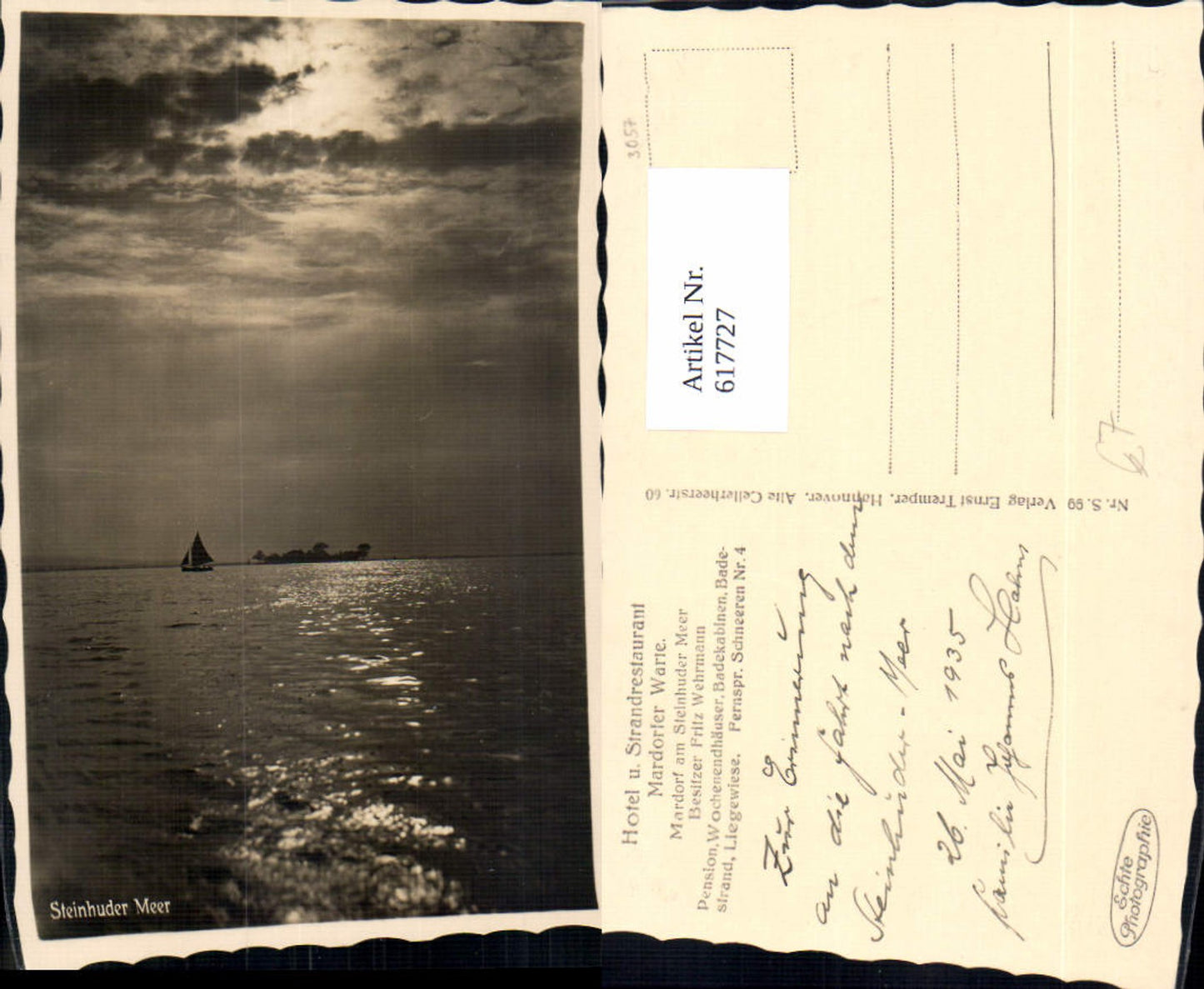 617727,Foto Ak Steinhuder Meer Segelboot Mardorf Neustadt am Rübenberge