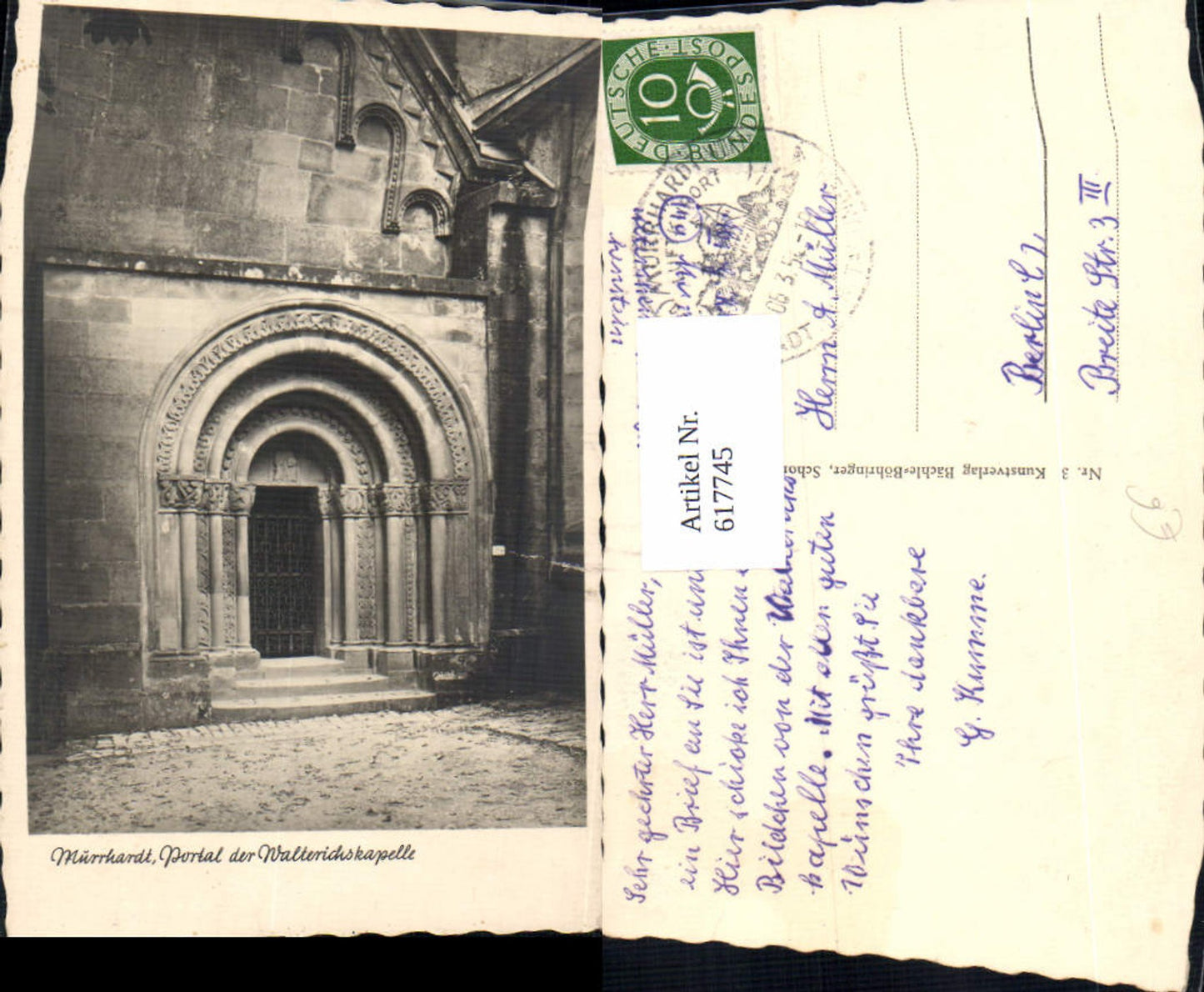 617745,Foto Ak Murrhardt Portal d. Walterichskapelle Walterichskirche Kirche