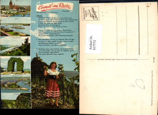 617772,Mehrbild Ak Einmal am Rhein Walzerlied Ostermann Köln Bonn Wein pub Horst Ziethen