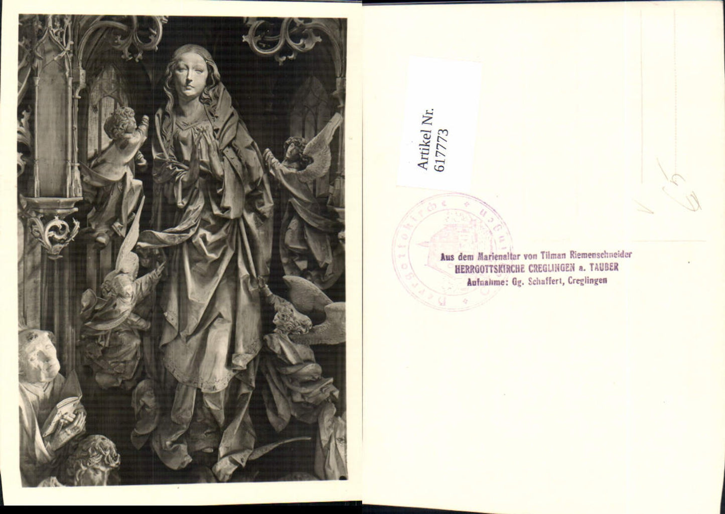 617773,Foto Ak Creglingen a. Tauber Herrgottskirche Kirche Marienaltar Detailansicht pub Schaffert