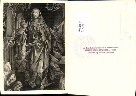 617773, Photo Ak Creglingen a. Tauber Herrgottskirche Church Mary's altar Detail view pub Schaffert