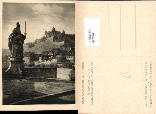 617774,Würzburg St Burkard auf d. Mainbrücke m. Blick auf Feste