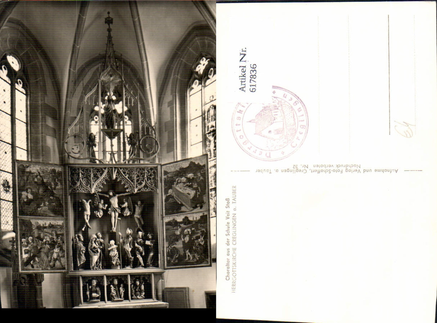 617836,Foto Ak Creglingen a. Tauber Choraltar Herrgottskirche