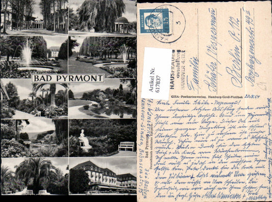 617837,Mehrbild Ak Bad Pyrmont Kurpark Springbrunnen