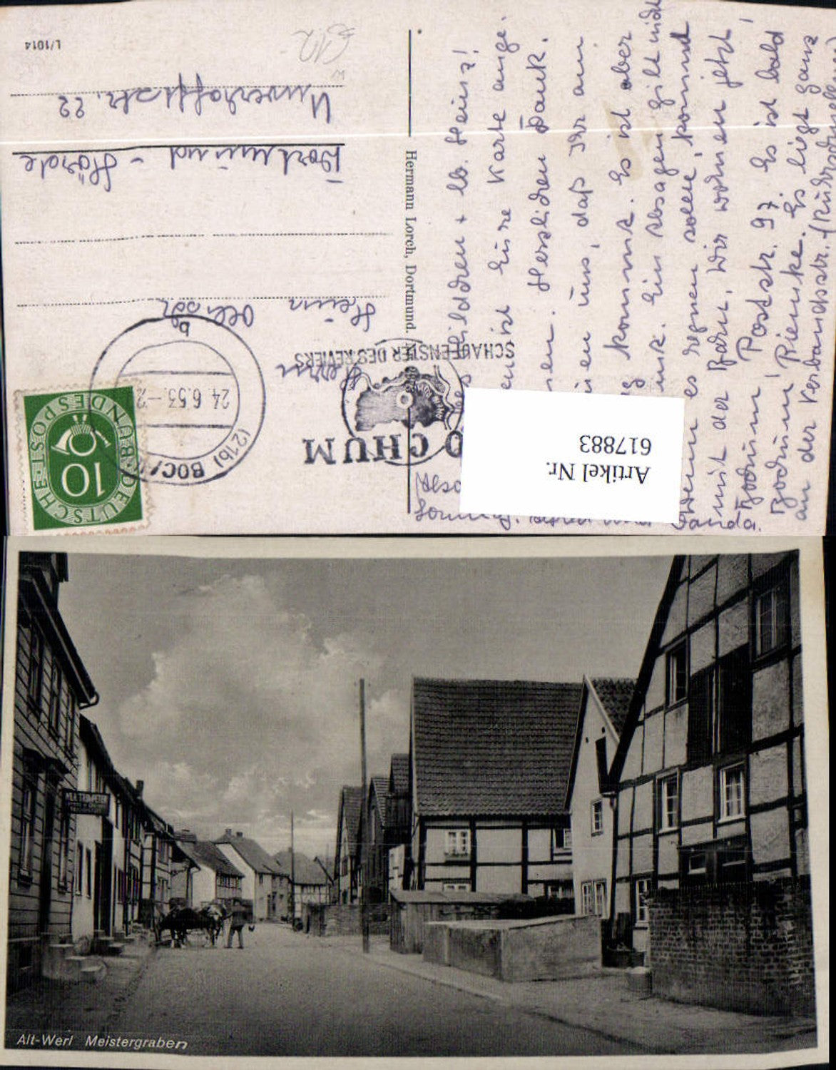 617883,Werl Meistergraben Dorfpartie Tiergespann