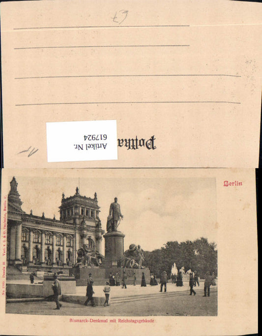 617924,Berlin Bismarck-Denkmal m. Reichstagsgebäude Reichstag