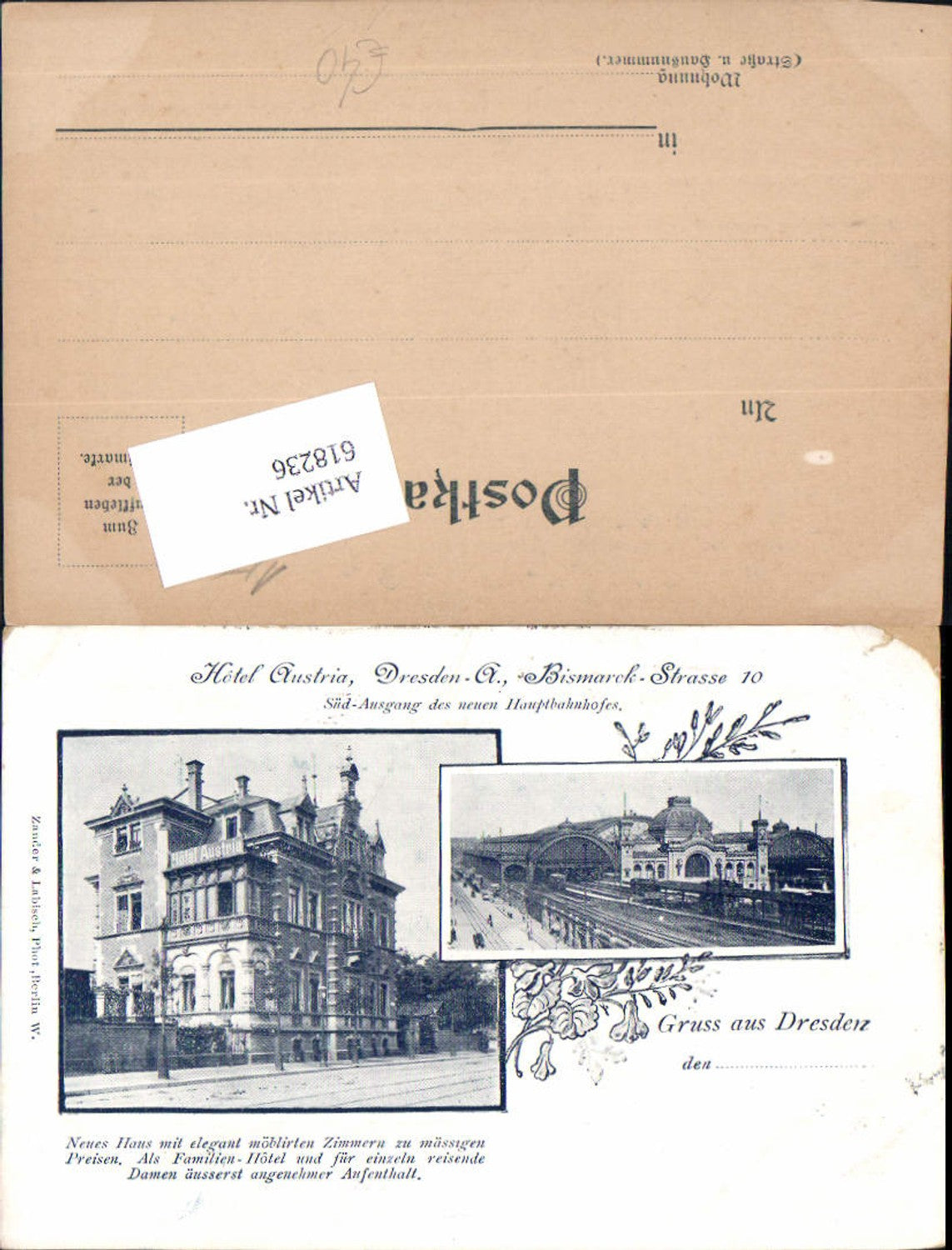 618236,tolle seltene AK Dresden Altstadt Niedersedlitz Hotel Austria Bismarck Straße