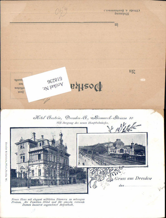 618236,tolle seltene AK Dresden Altstadt Niedersedlitz Hotel Austria Bismarck Straße