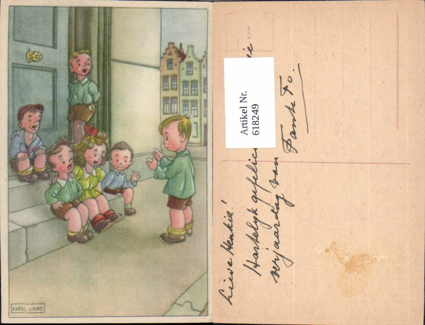618249,Künstler AK Karel Links Kinder Schule Schulkinder