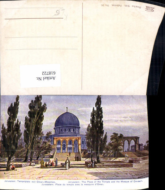 618722,Künstler Ak Jerusalem Tempelplatz Omar-Moschee