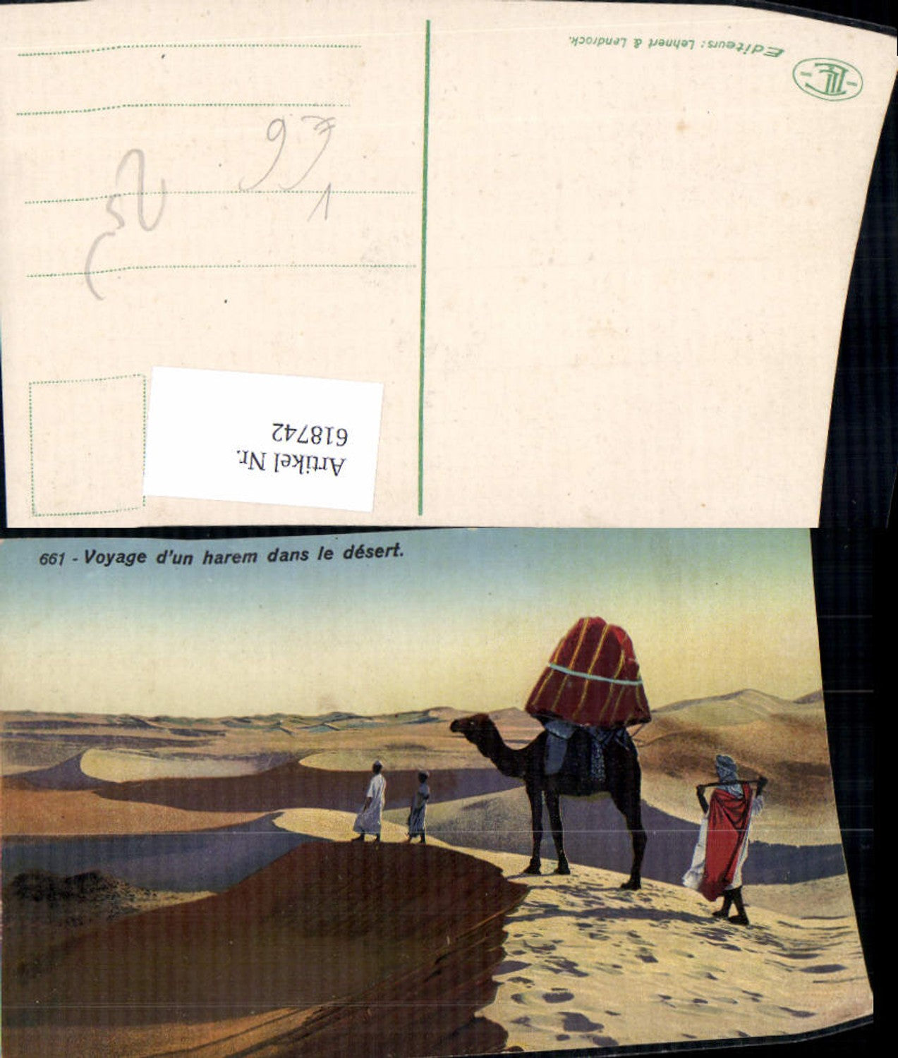 618742,Voyage d un harem dans le desert Kamel pub Lehnert u. Lendrock Egypt
