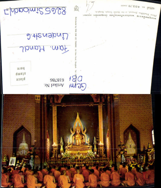 618786,Foto Ak Bangkok Phra Buddha Jinarad Marble Temple Mönche