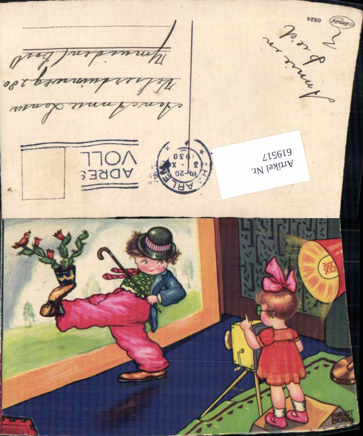 619517,Künstler AK Margret Boriss Humor Kamera Fotograf