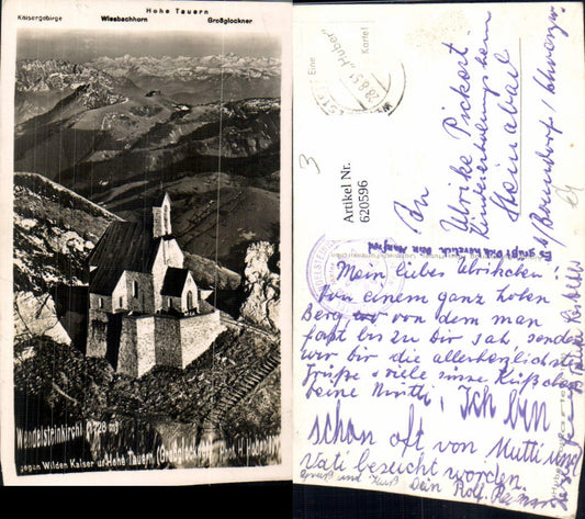 620596, Photo Ak Brannenburg Wendelsteinkirchl against Wilder Kaiser and Hohe Tauern