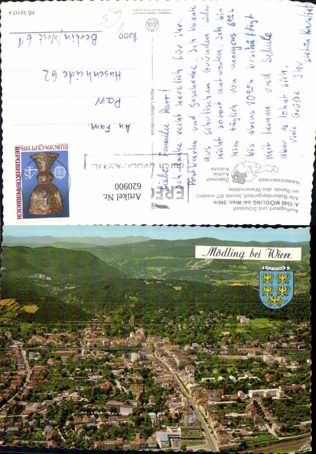 620900,Mödling b. Wien Totale pub Alpine Luftbild FÖ 52117A