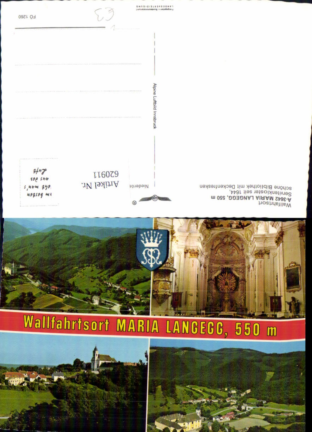 620911,Mehrbild Ak Maria Langegg Wallfahrtsort Kirche Bergern im Dunkelsteinerwald pub Alpine Luftbild FÖ 1260