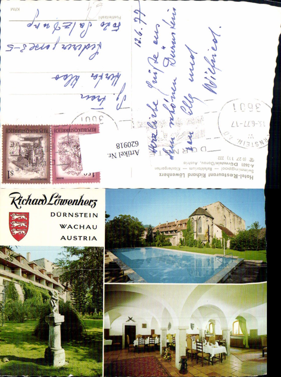 620918,Mehrbild Ak Dürnstein Wachau Richard Löwenherz Hotel Restaurant