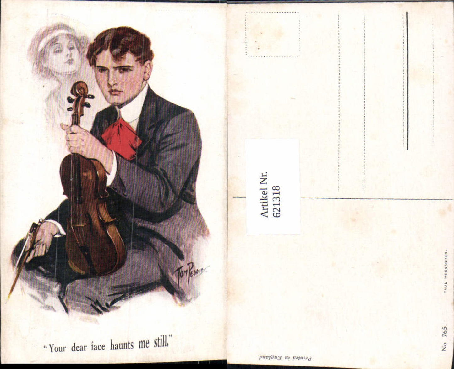 621318,tolle Künstler AK Tom Peddie Mann Geige Frau Liebe Traum
