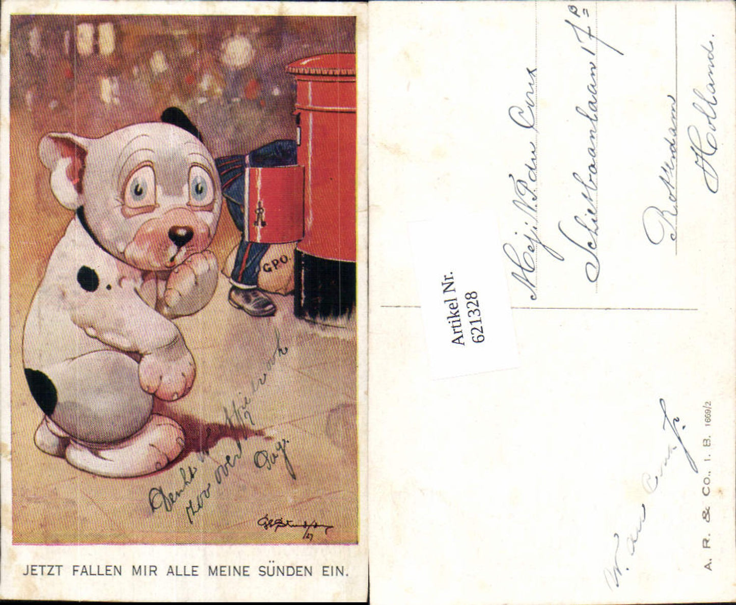 621328,tolle Künstler AK George E. Studdy Bonzo Humor Hund