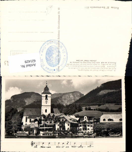 621429,Foto Ak Sankt Wolfgang im Salzkammergut Hotel Weisses Rössl Liedzeile Schiff
