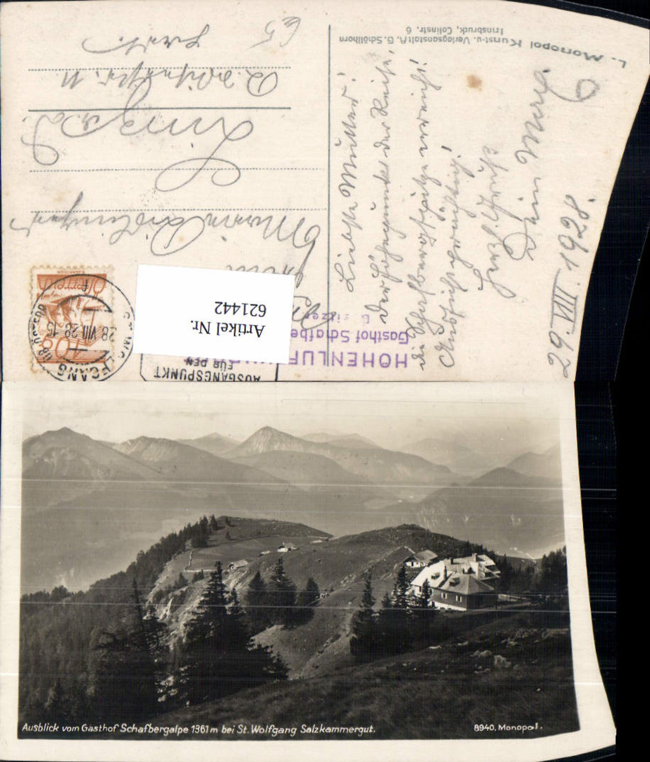 621442,Foto Ak Sankt Wolfgang im Salzkammergut Ausblick v. Gasthof Schafbergalpe