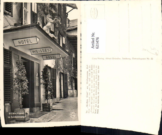 621476,Foto Ak Sankt Wolfgang im Salzkammergut Hotel Weisses Rössl Eingang pub Cosy 145a