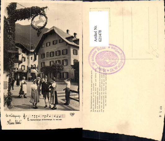 621478,Foto Ak Sankt Wolfgang im Salzkammergut Weisses Rössl Tracht Liedzeile pub Cosy BS 434