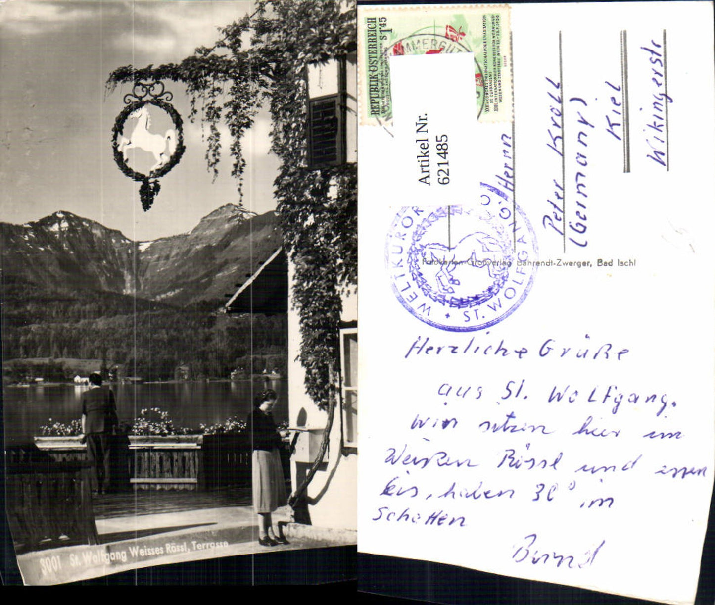 621485,Foto Ak Sankt Wolfgang im Salzkammergut Weisses Rössl Terrasse Briefkasten Post